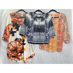 FIG & FLOWER Women Bundle of 3 Blouse Tunic Dress Sz M Multicolor Boho 26-3